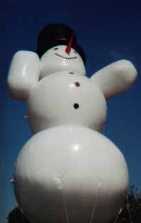 Giant helium snowman balloon for parades and events.